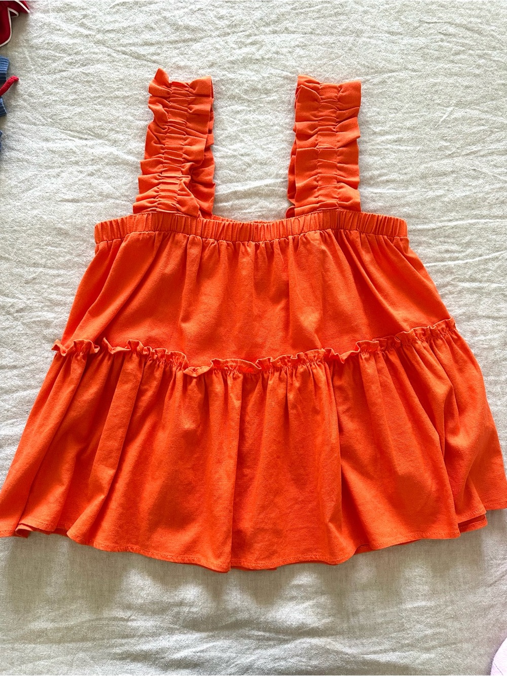 Orange Gameday Fall Ruffle Wide Strap Tank Top